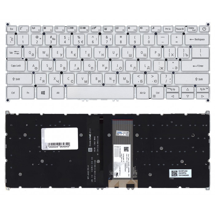 Клавиатура для Acer Swift 3 SF313-51 серебристая с подсветкой