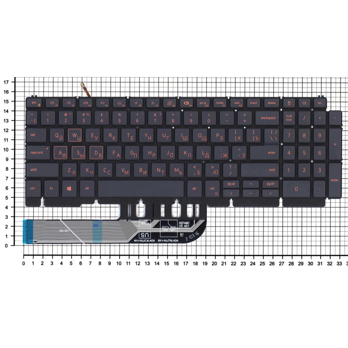 Клавиатура для ноутбука Dell G15 (5510) черная с красной подсветкой