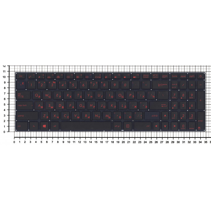Клавиатура для Asus FX502 черная с красной подсветкой