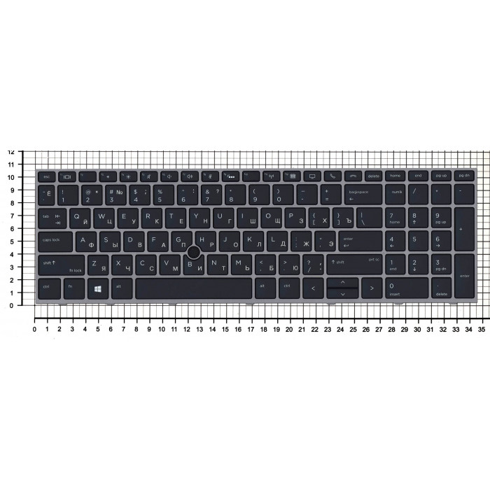 Клавиатура для HP Probook 450 G5 черная с серебристой рамкой и TrackPoint, с подсветкой