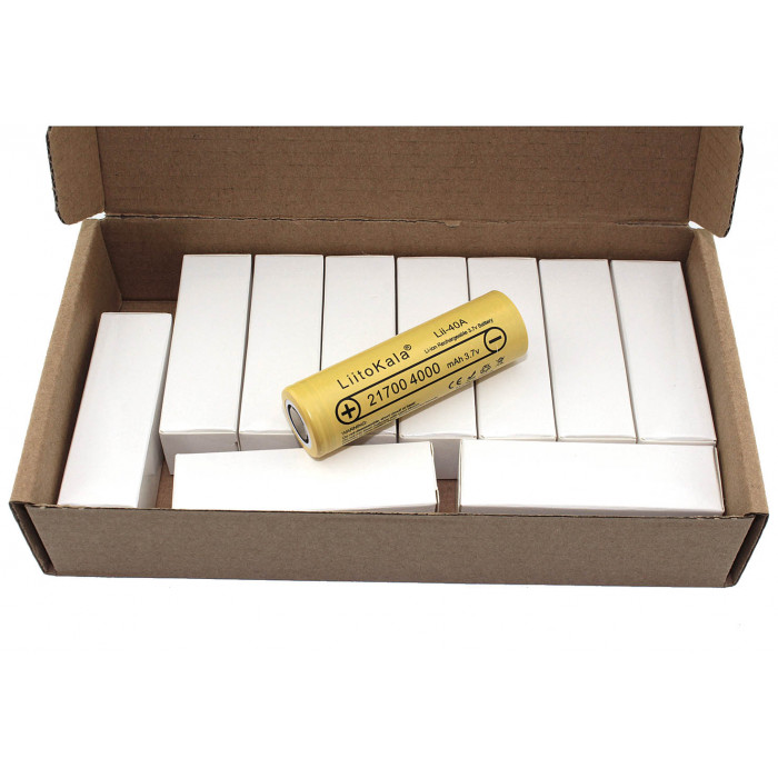 Аккумулятор типа 21700 Li-Ion LiitoKala Lii-40A 4000mAh, 3.7V, упаковка 10 штук