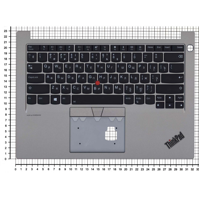 Клавиатура для Lenovo Thinkpad E14 топкейс серебро