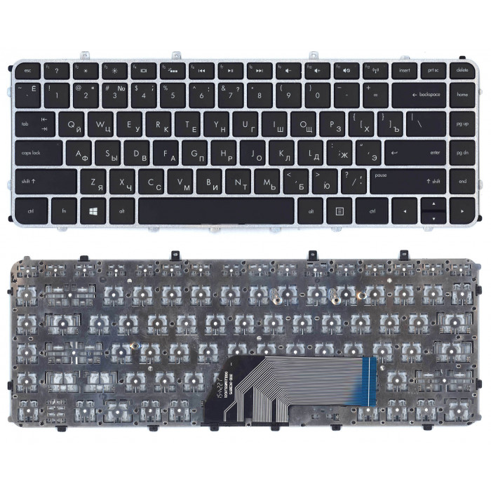 Клавиатура для HP Envy 4-1000 Envy 6-1000 черная с серебристой рамкой