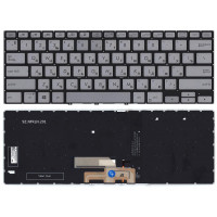 Клавиатура для Asus Zenbook Flip 14 UX462DA серебристая с подсветкой