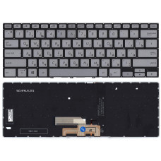 Клавиатура для Asus Zenbook Flip 14 UX462DA серебристая с подсветкой