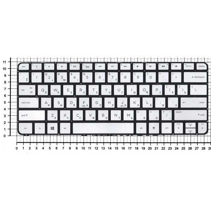 Клавиатура для HP Spectre X360 13-4000 серебристая с подсветкой