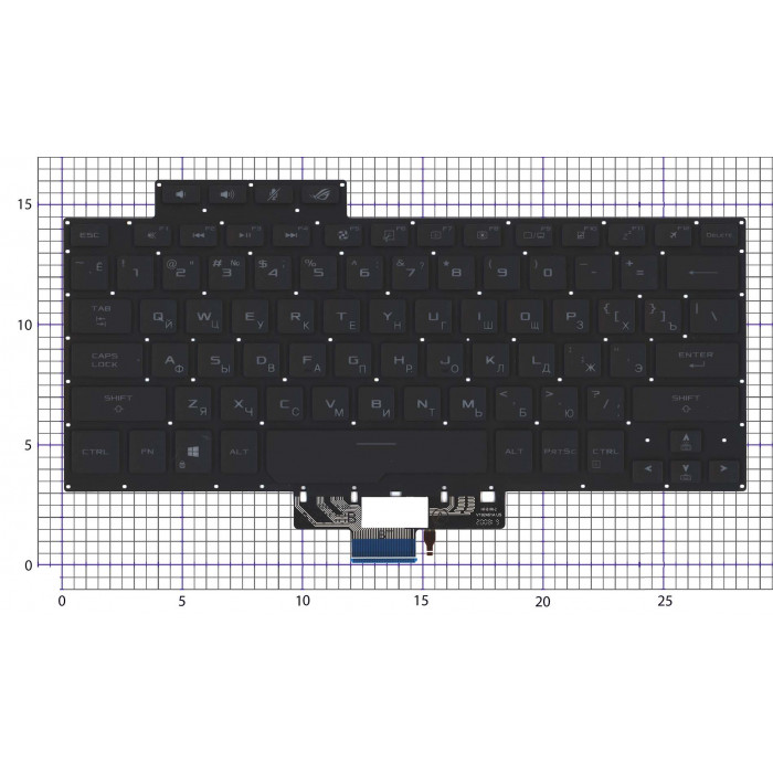 Клавиатура для ноутбука Asus ROG Zephyrus G14 GA401 черная c подсветкой маленький энтер