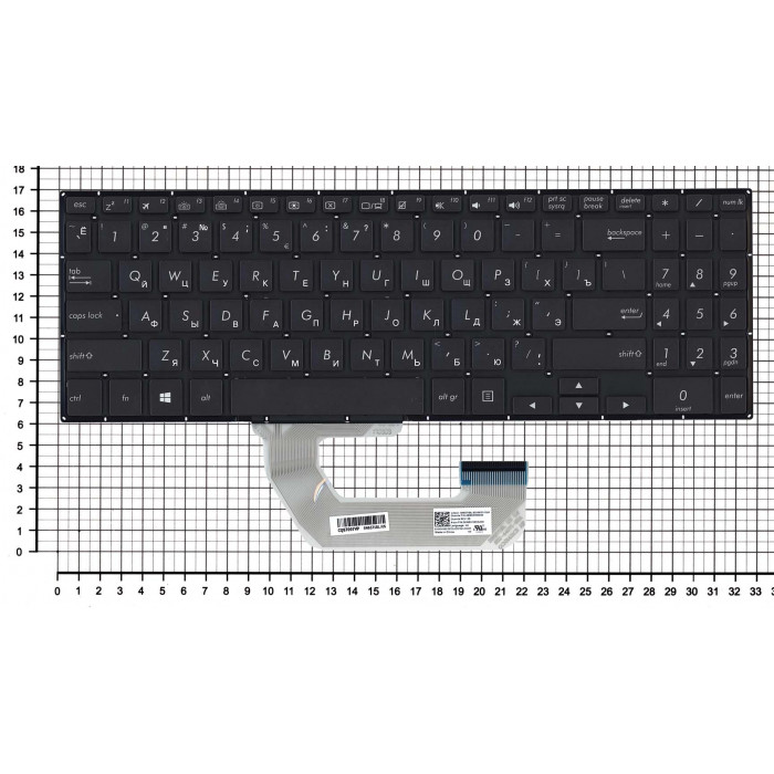 Клавиатура для Asus UX561UD Q535UD черная без рамки, с подсветкой