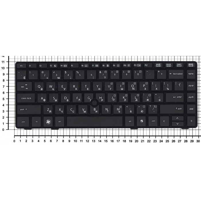 Клавиатура для HP EliteBook 8460P ProBook 6460B 6465B черная с черной рамкой с указателем