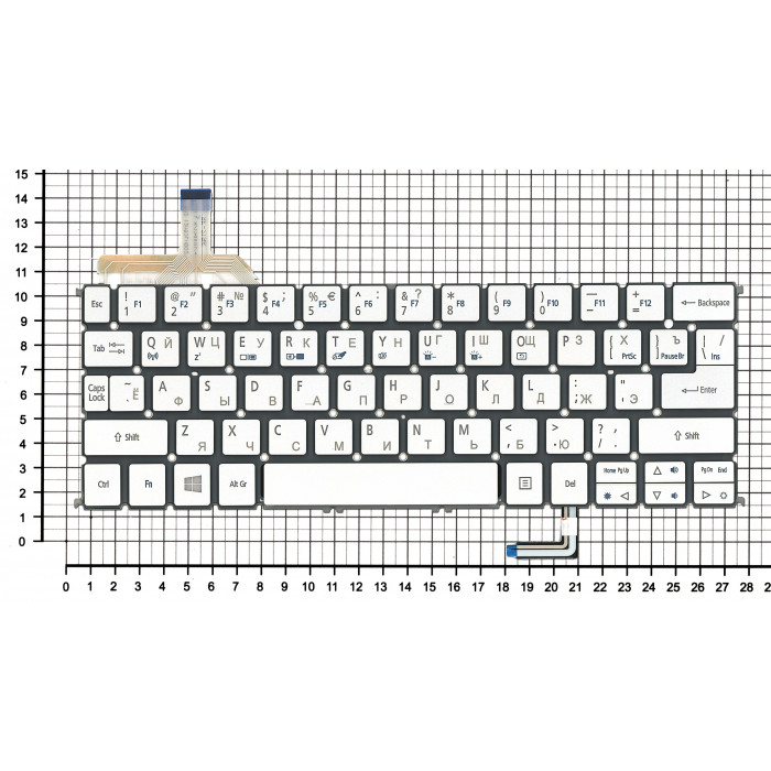 Клавиатура для Acer Aspire S7-191 серебристая с подсветкой