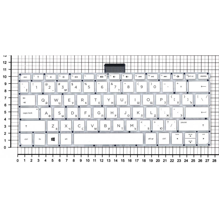 Клавиатура для HP Pavilion x360 11-K белая без рамки горизонтальный Enter