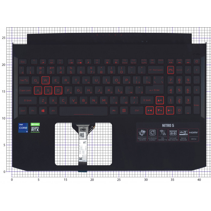 Клавиатура для Acer Nitro 5 AN515-57 топкейс черный