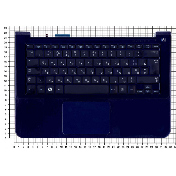 Клавиатура для ноутбука Samsung 900X3A топ-панель темно-синяя