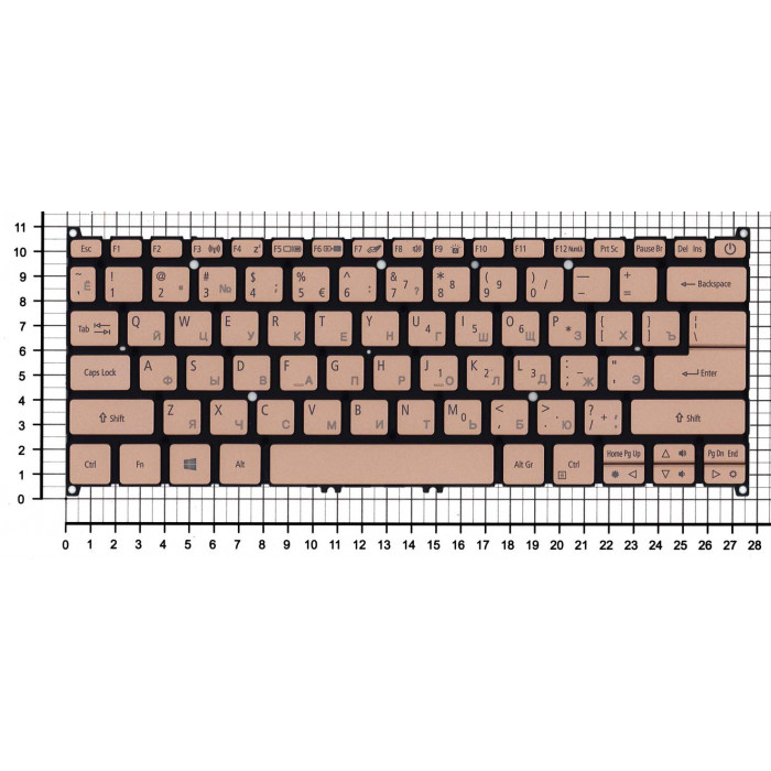 Клавиатура для Acer Swift 5 SF514-52T золотистая с подсветкой