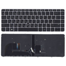 Клавиатура для HP EliteBook 745 G3 черная с серой рамкой с указателем