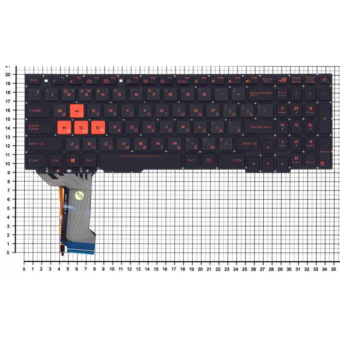Клавиатура для Asus GL753 FX553VD черная с белой подсветкой (узкий шлейф подсветки)
