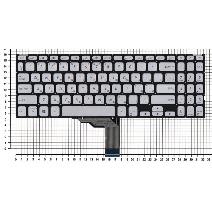 Клавиатура для Asus Vivobook F509U серебристая с подсветкой