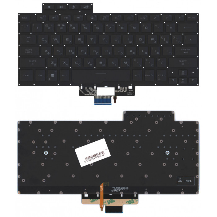 Клавиатура для ноутбука Asus ROG Zephyrus G14 GA401 черная c подсветкой маленький энтер