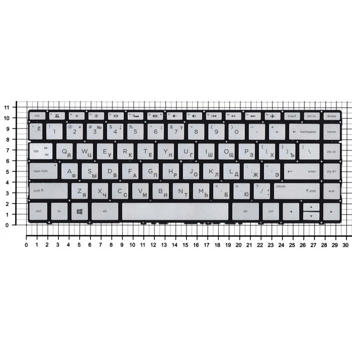 Клавиатура для HP Envy 13-AD серебристая с подсветкой