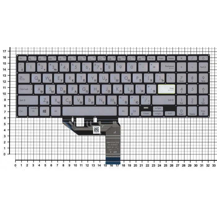 Клавиатура для ноутбука Asus S533F серебристая