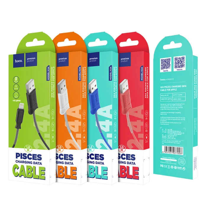 Кабель Lightning HOCO X24 pisces charging data cable lightning black