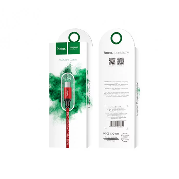 Кабель MicroUSB HOCO X14 Times speed micro 1m red-black