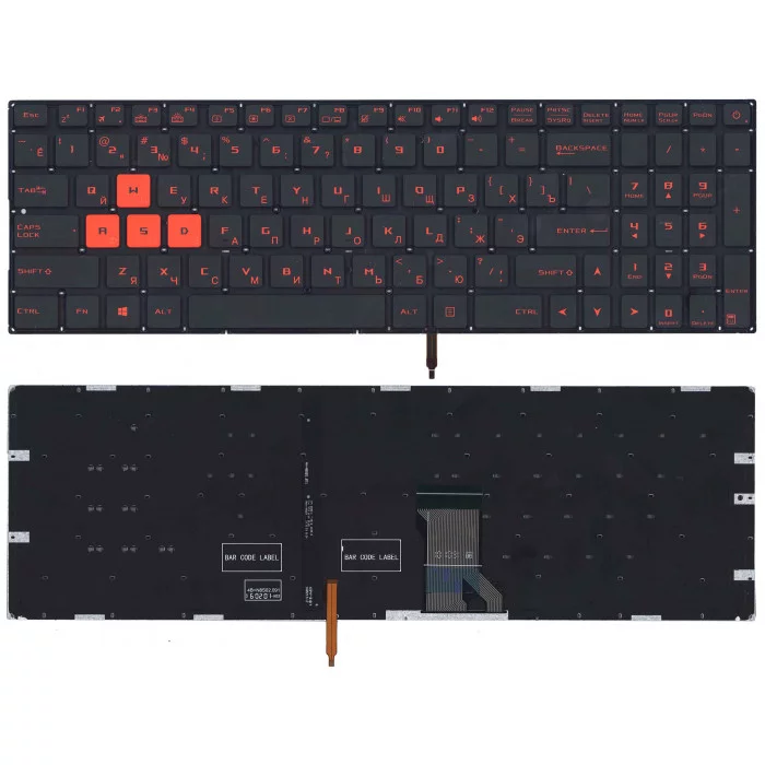 Клавиатура для Asus GL702 черная с красной подсветкой