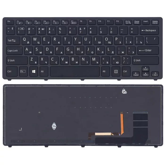 Клавиатура для Sony SVF14N Flip черная с подсветкой