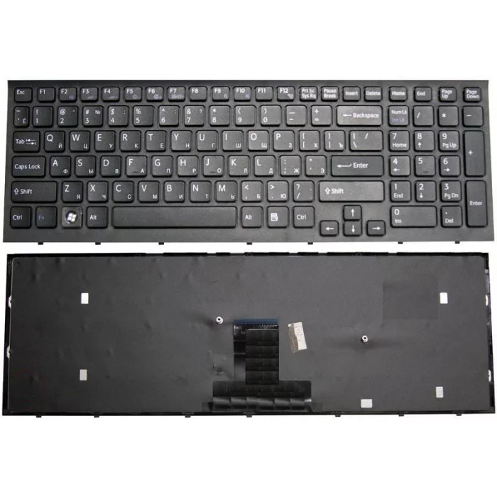Клавиатура для Sony Vaio VPC-EB, VPCEB черная с черной рамкой