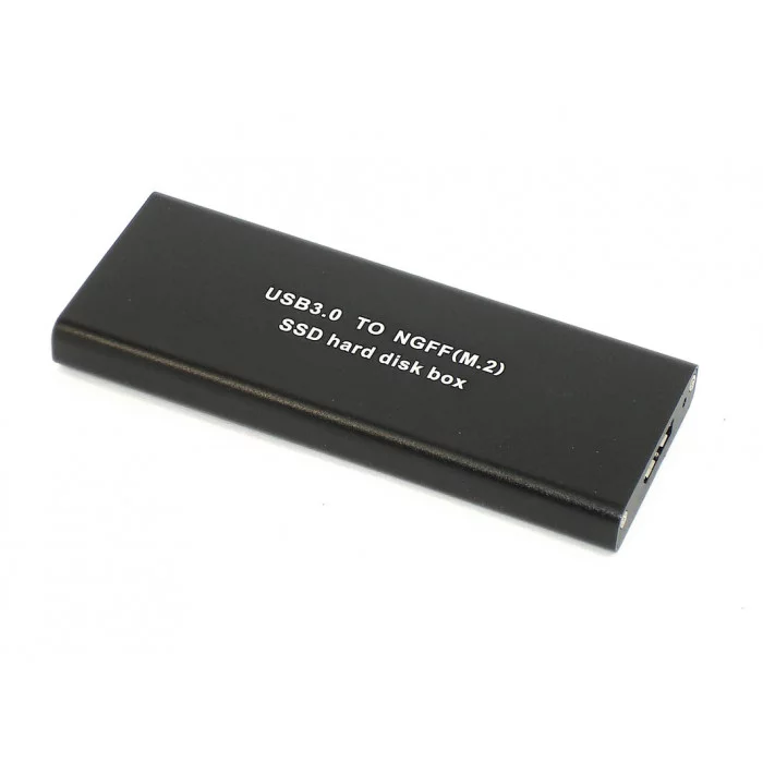 Бокс для SSD диска NGFF (M2) с выходом USB 3.0 алюминиевый, черный