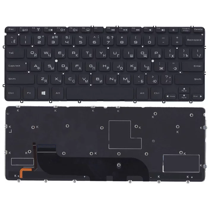 Клавиатура для Dell XPS 12 13 черная с подсветкой