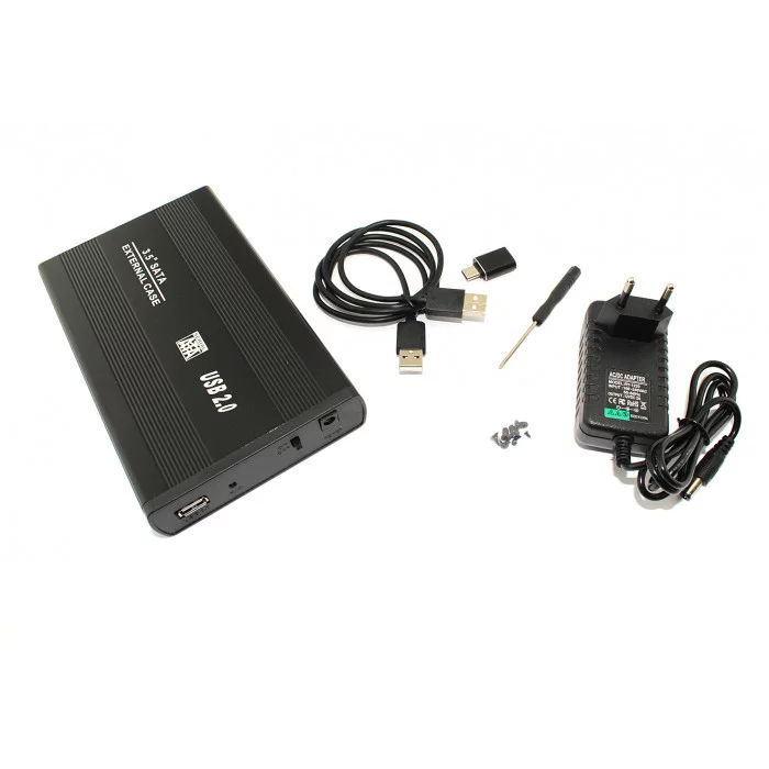 Бокс для жесткого диска 3,5" SATA алюминиевый USB 2.0 черный