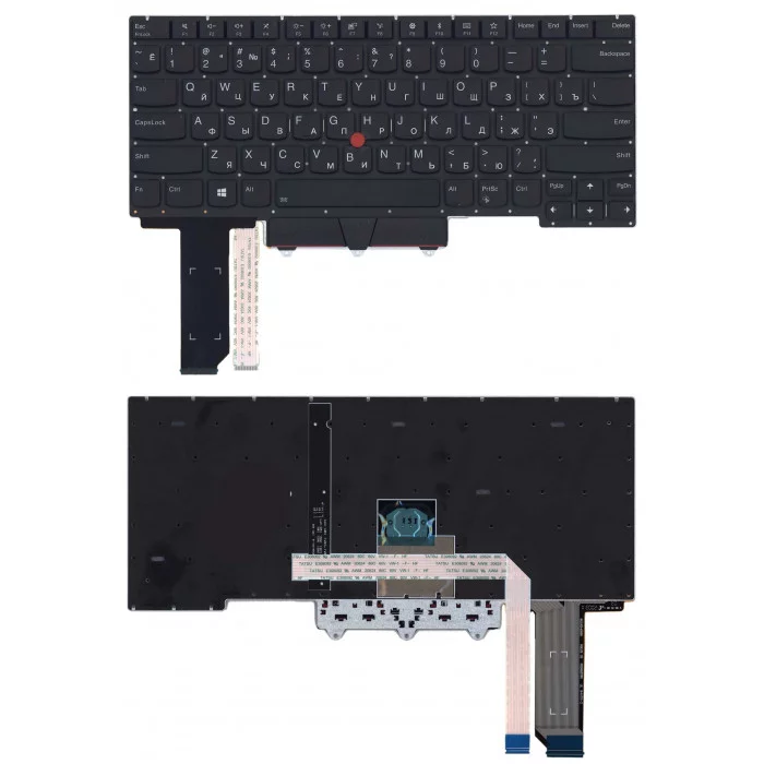 Клавиатура для Lenovo Thinkpad E14 черная с подсветкой и указателем