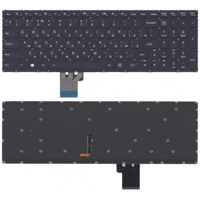Клавиатура для Lenovo Ideapad U530 U530P U530P-IFI черная с подсветкой