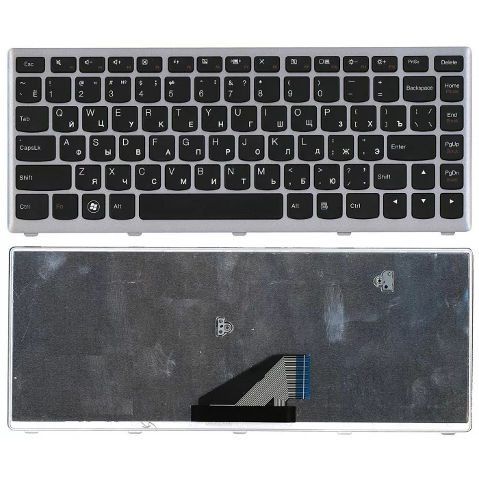 Клавиатура для Lenovo IdeaPad U310 черная с серебристой рамкой