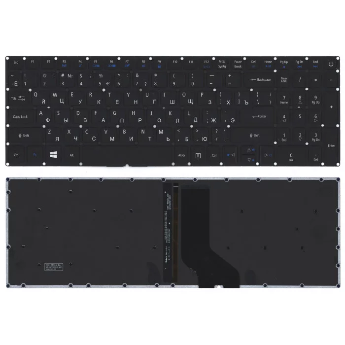 Клавиатура для ноутбука Acer Aspire 7 A717-72 черная с подсветкой