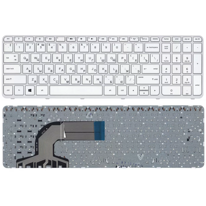 Клавиатура для HP Pavilion 15-e белая с рамкой