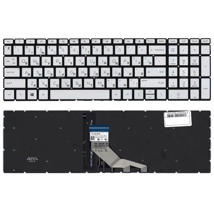 Клавиатура для HP 15-dw серебристая с подсветкой