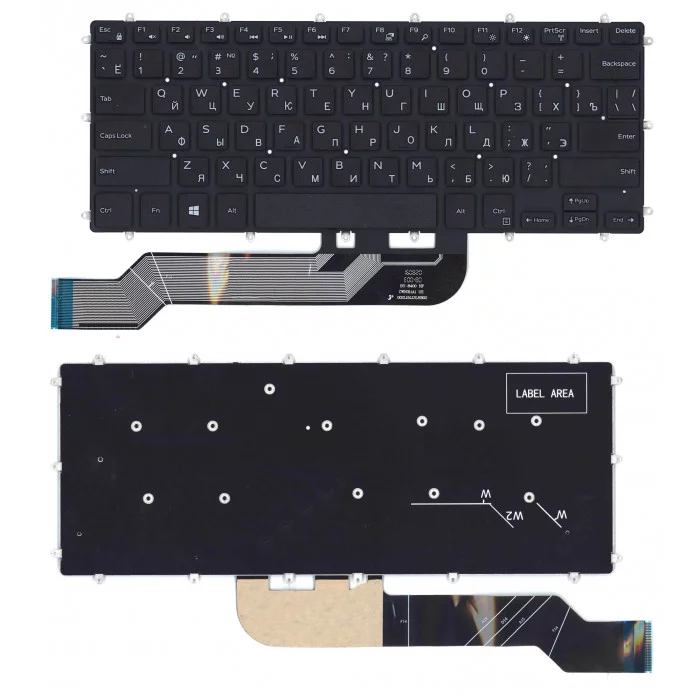 Клавиатура для Dell Inspiron 13 5368, 5378, 7368, 7378, Latitude 3379, 3490, Vostro 14 5468, черная без рамки PK131Q14B16