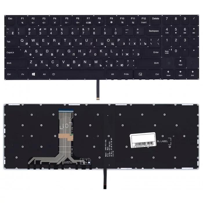 Клавиатура для Lenovo Legion Y540 черная с белой подсветкой