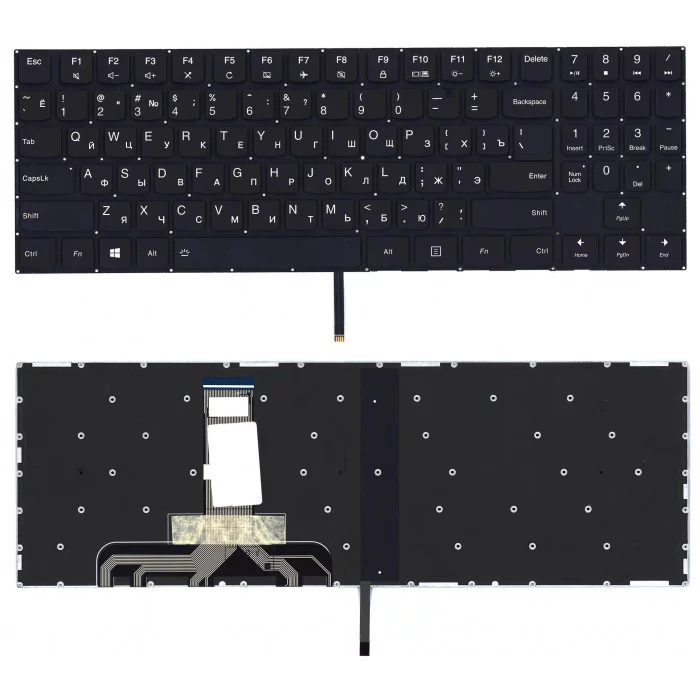 Клавиатура для Lenovo Legion Y520 Y520-15IKB черная без рамки, белая подсветка