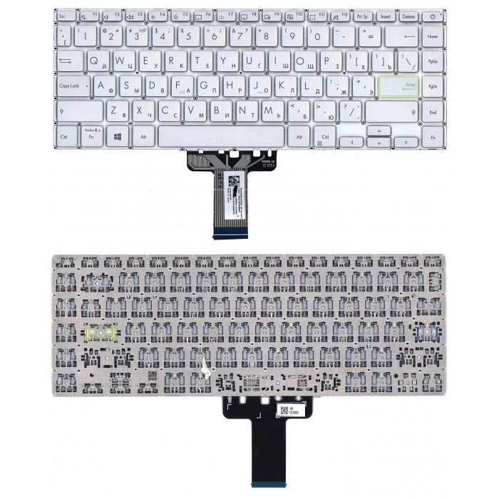 Клавиатура для Asus K413JA серебристая с подсветкой