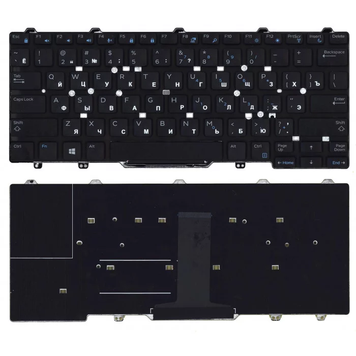 Клавиатура для Dell Latitude E5470 E7470 черная без рамки и указателя