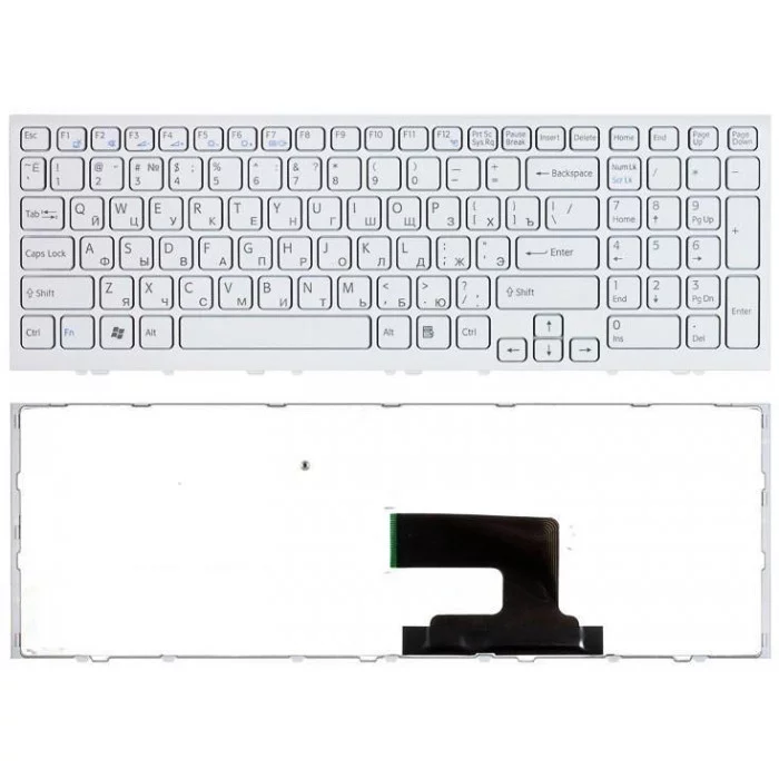 Клавиатура для Sony Vaio VPC-EH VPCEH белая с белой рамкой