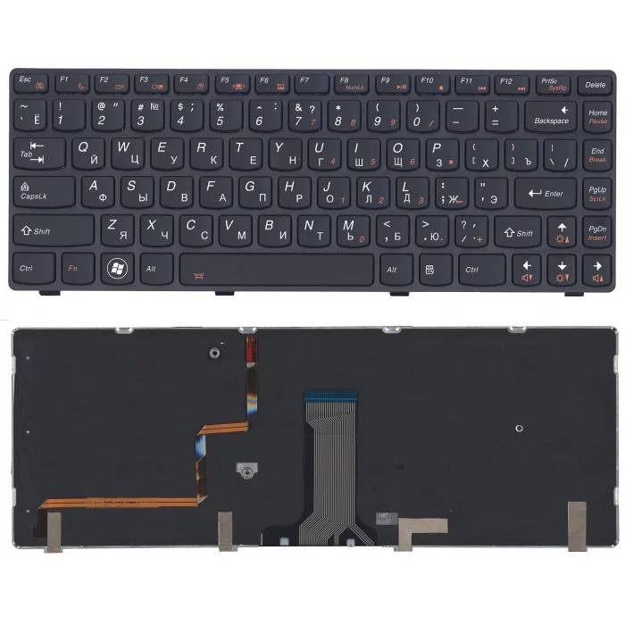 Клавиатура для Lenovo IdeaPad Y480 черная с подсветкой