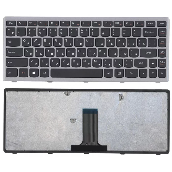 Клавиатура для Lenovo Flex 14 G400s черная с серой рамкой
