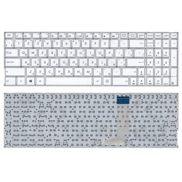 Клавиатура для Asus X756 белая без рамки (горизонтальный Enter)