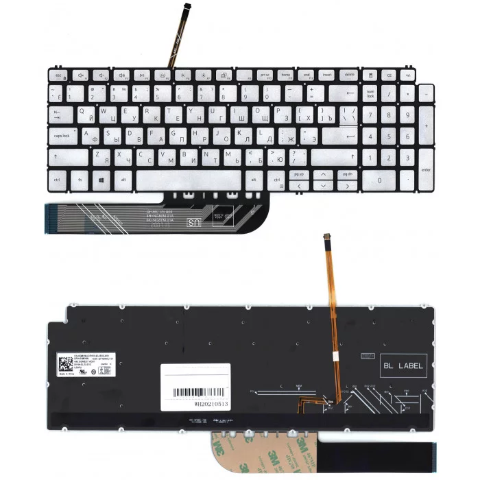Клавиатура для Dell Inspiron 5584 серебристая