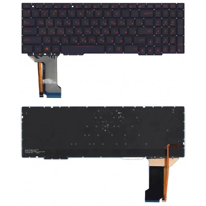 Клавиатура для Asus FX553VE черная с красной подсветкой