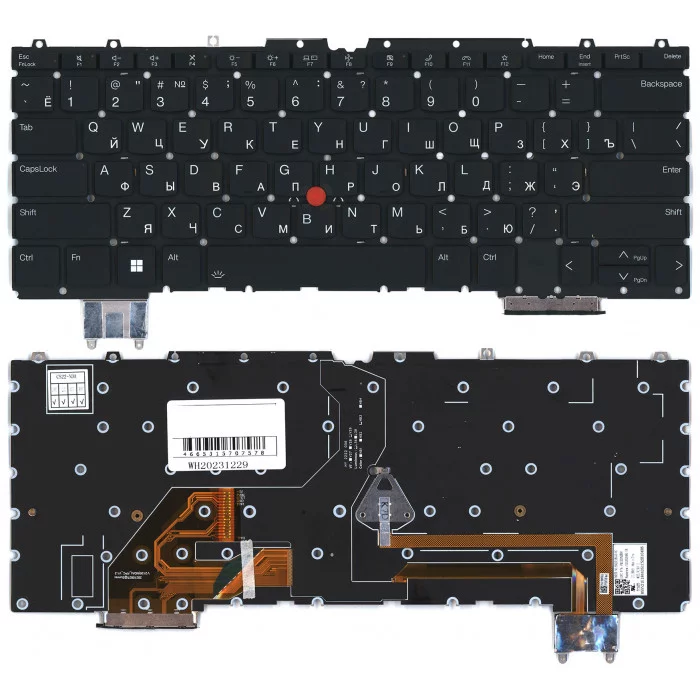 Клавиатура для ноутбука Lenovo ThinkPad Z13 Gen 1 черная без рамки с подсветкой
